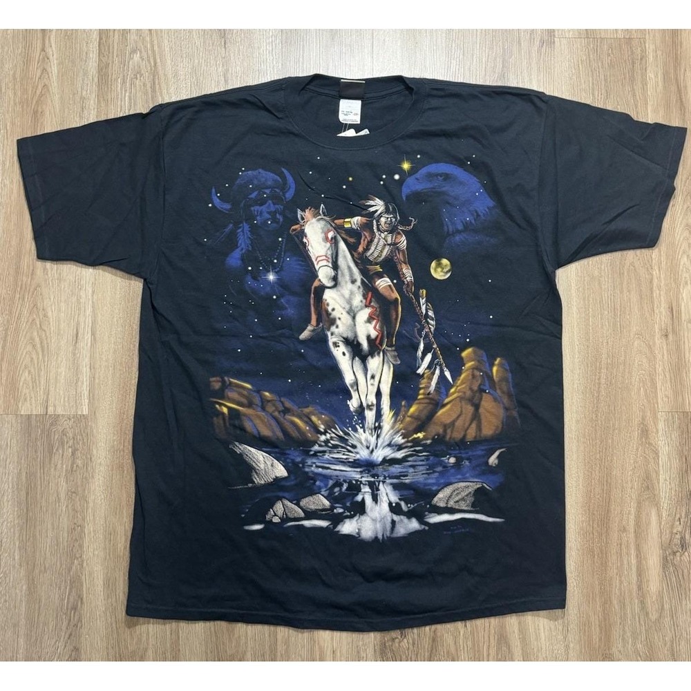 Vintage 90s Liquid Blue Native‎ American T Shirt Size 2XL
